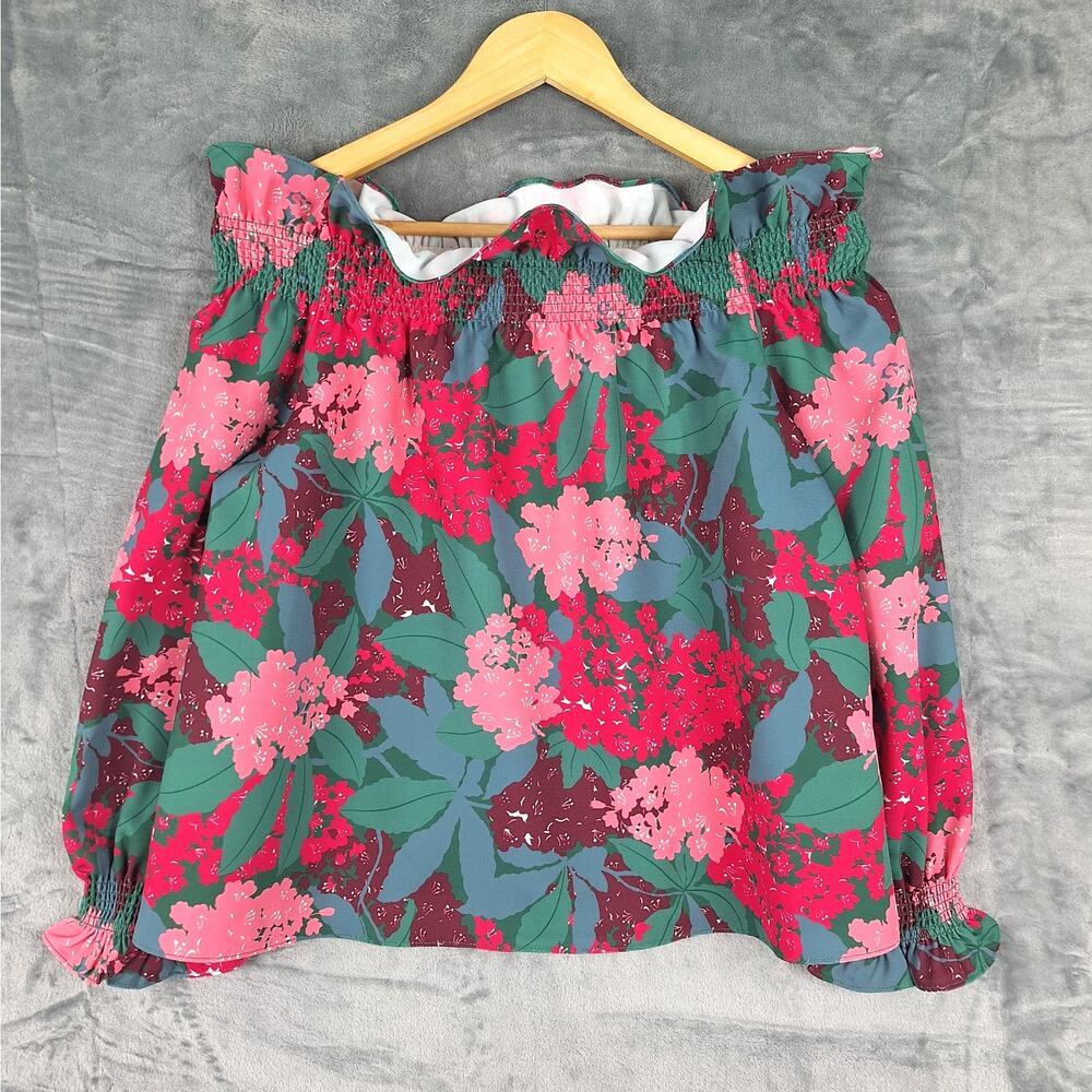 Tuckernuck Pink & Green Floral Off-Shoulder Blouse